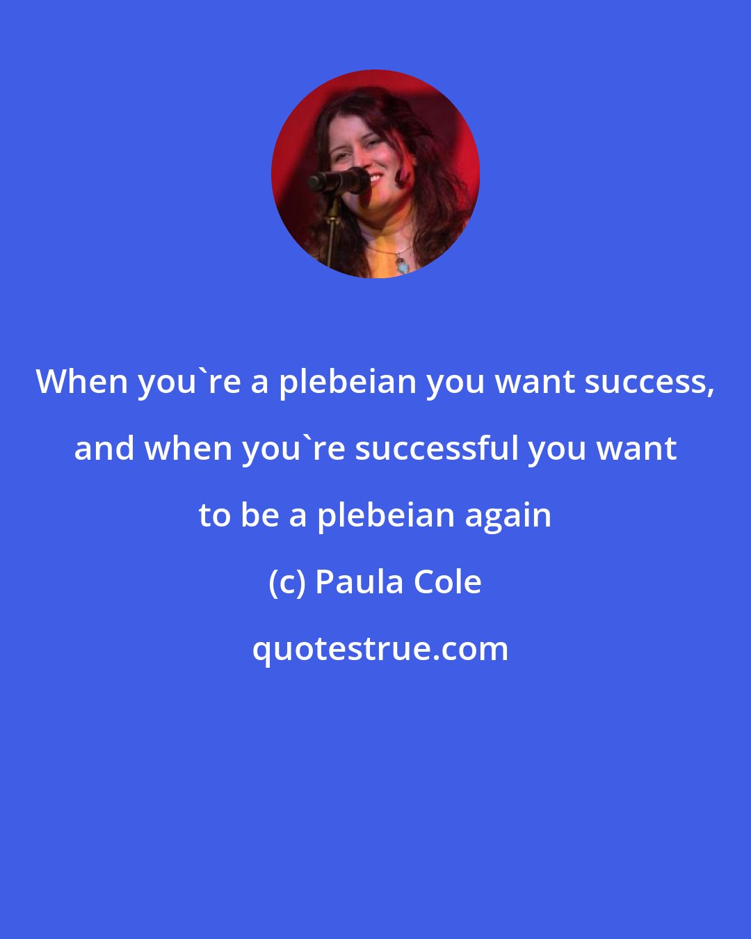 Paula Cole: When you're a plebeian you want success, and when you're successful you want to be a plebeian again