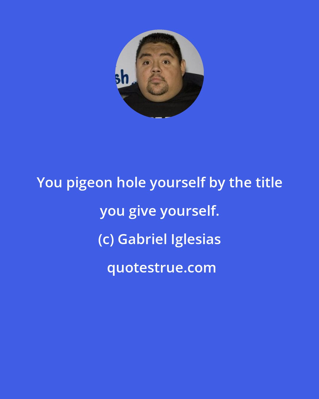 Gabriel Iglesias: You pigeon hole yourself by the title you give yourself.