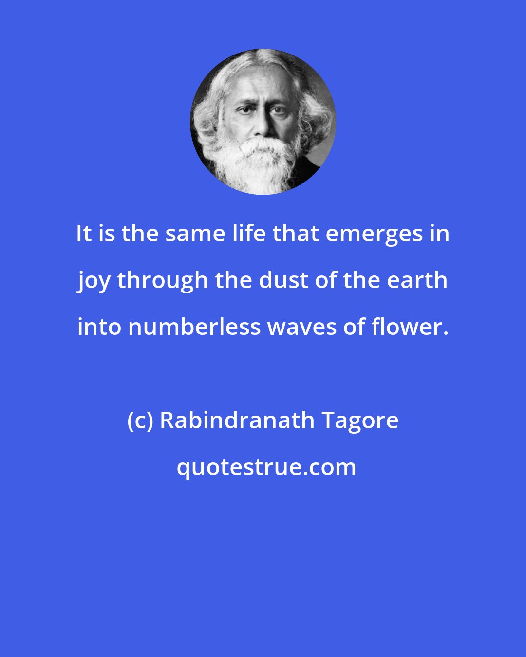 Rabindranath Tagore: It is the same life that emerges in joy through the dust of the earth into numberless waves of flower.