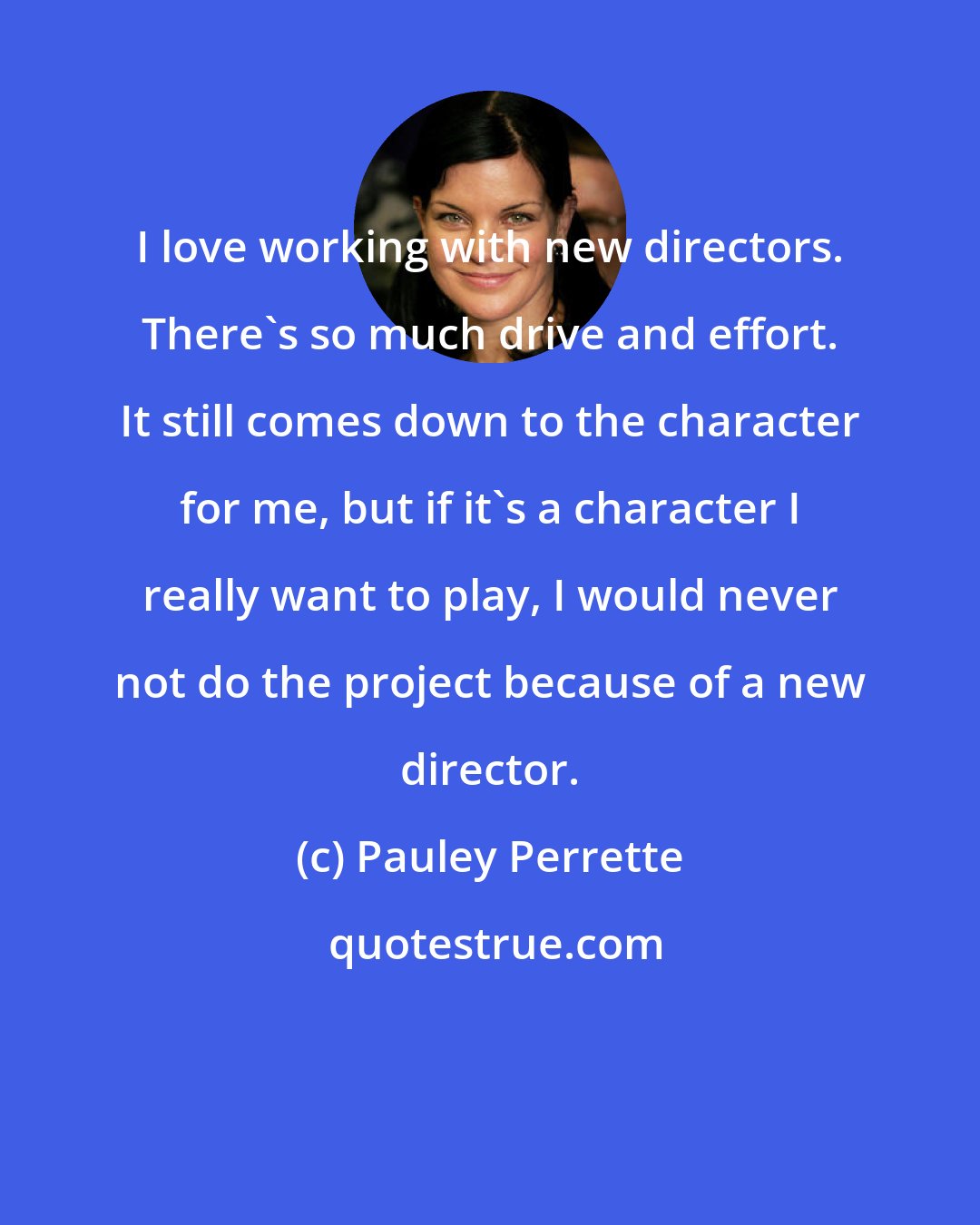 Pauley Perrette: I love working with new directors. There's so much drive and effort. It still comes down to the character for me, but if it's a character I really want to play, I would never not do the project because of a new director.