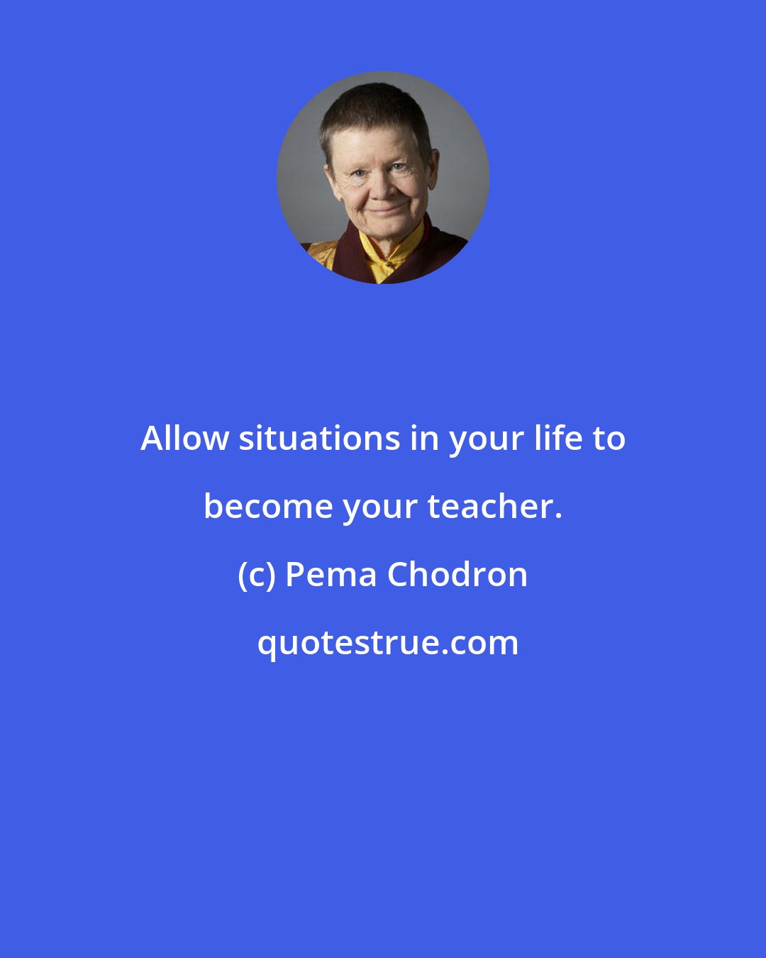 Pema Chodron: Allow situations in your life to become your teacher.