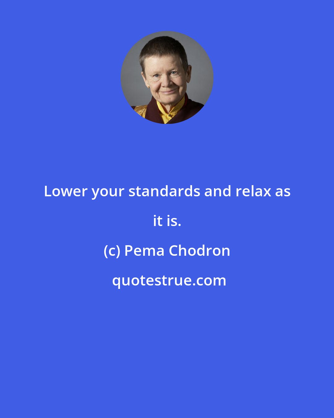 Pema Chodron: Lower your standards and relax as it is.