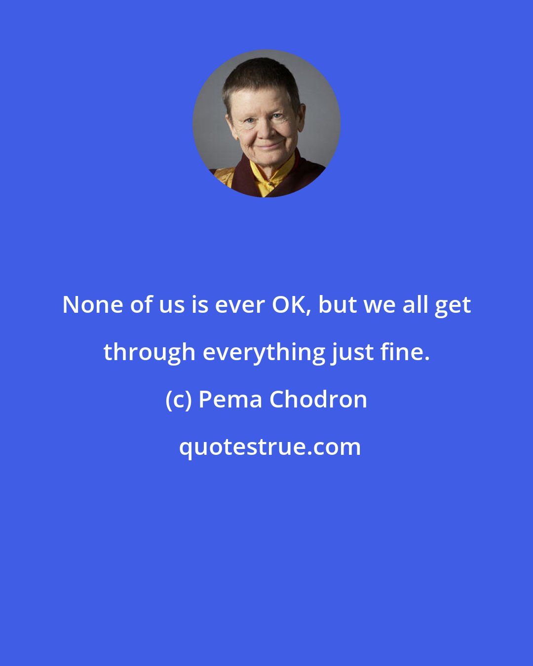 Pema Chodron: None of us is ever OK, but we all get through everything just fine.