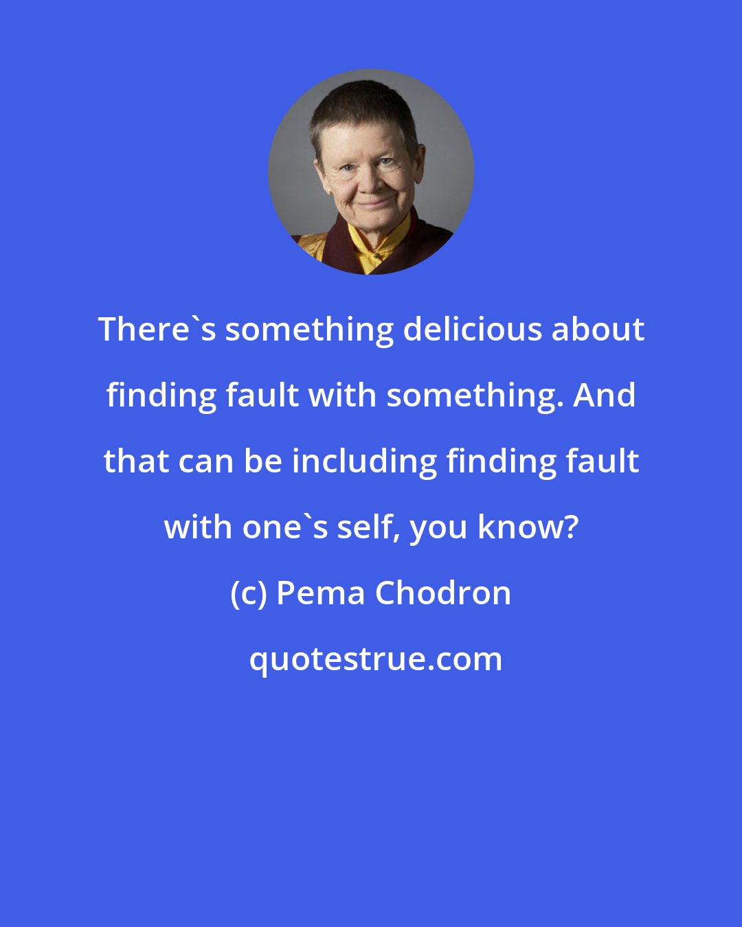Pema Chodron: There's something delicious about finding fault with something. And that can be including finding fault with one's self, you know?