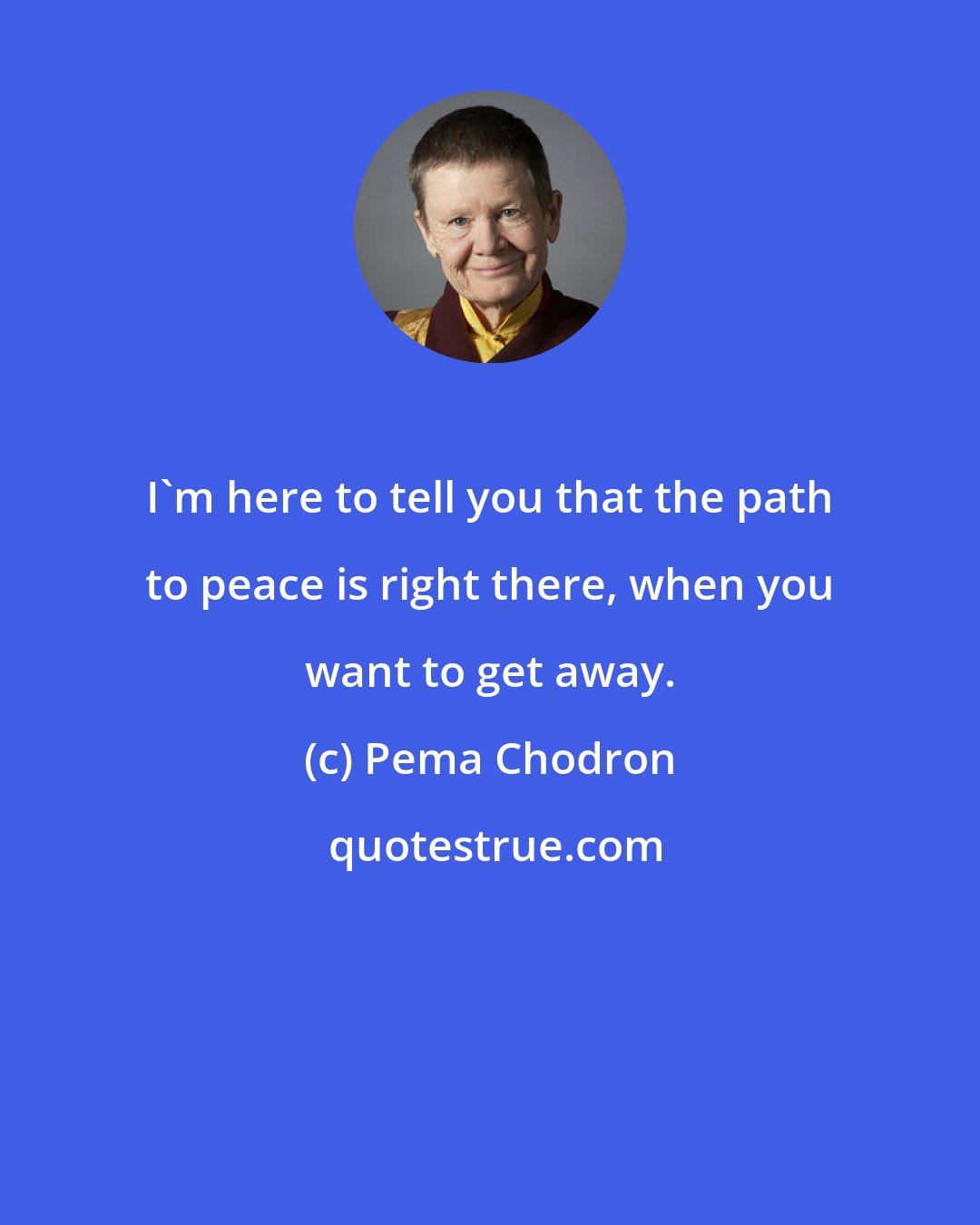 Pema Chodron: I'm here to tell you that the path to peace is right there, when you want to get away.