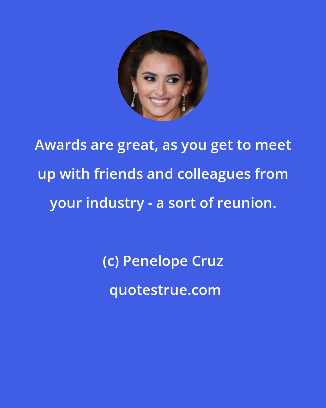 Penelope Cruz: Awards are great, as you get to meet up with friends and colleagues from your industry - a sort of reunion.