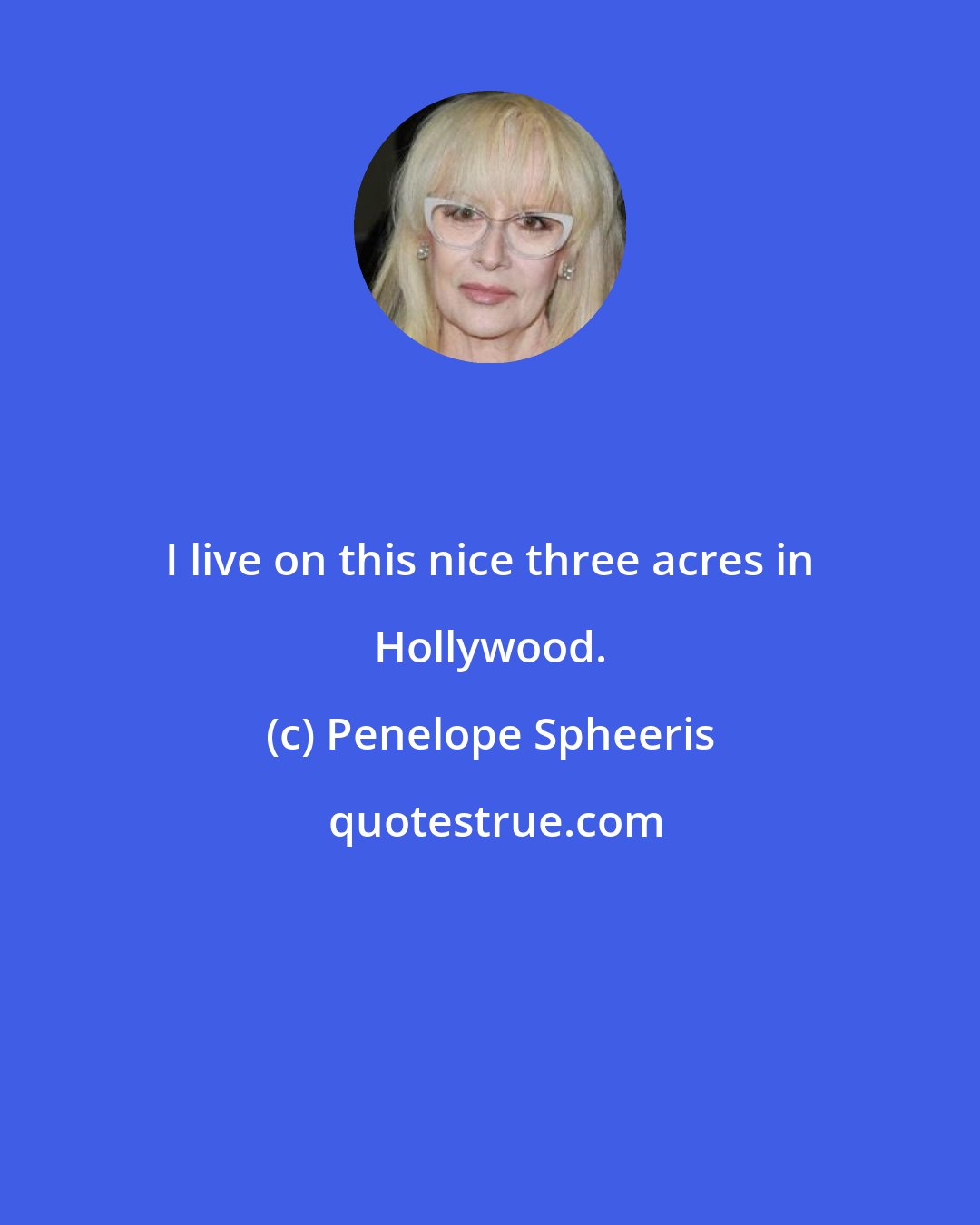 Penelope Spheeris: I live on this nice three acres in Hollywood.