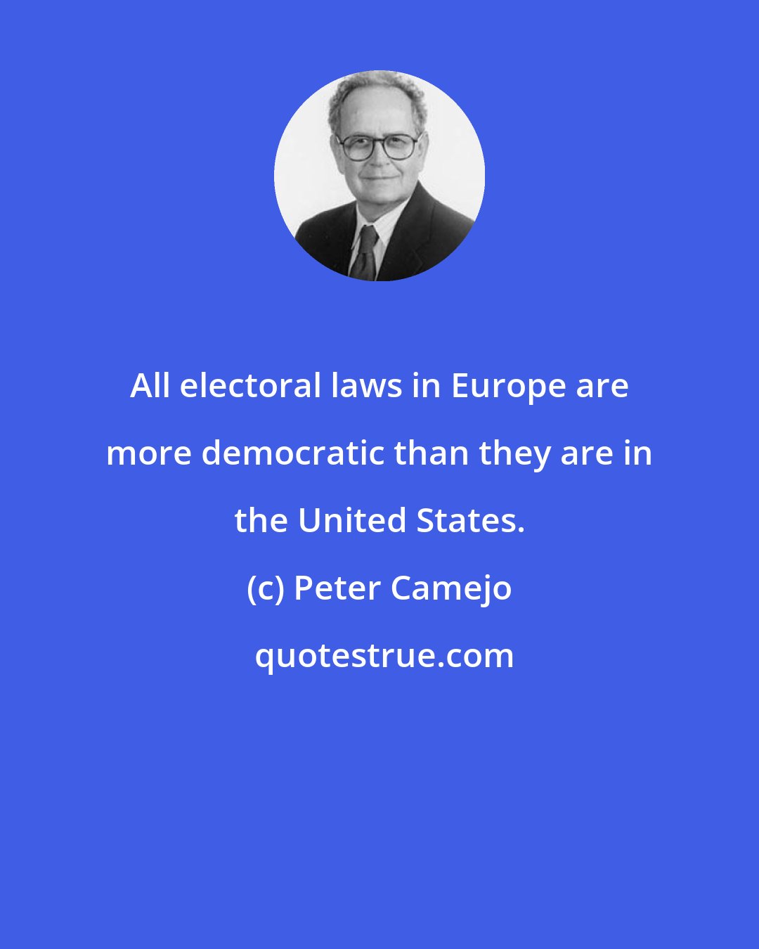 Peter Camejo: All electoral laws in Europe are more democratic than they are in the United States.