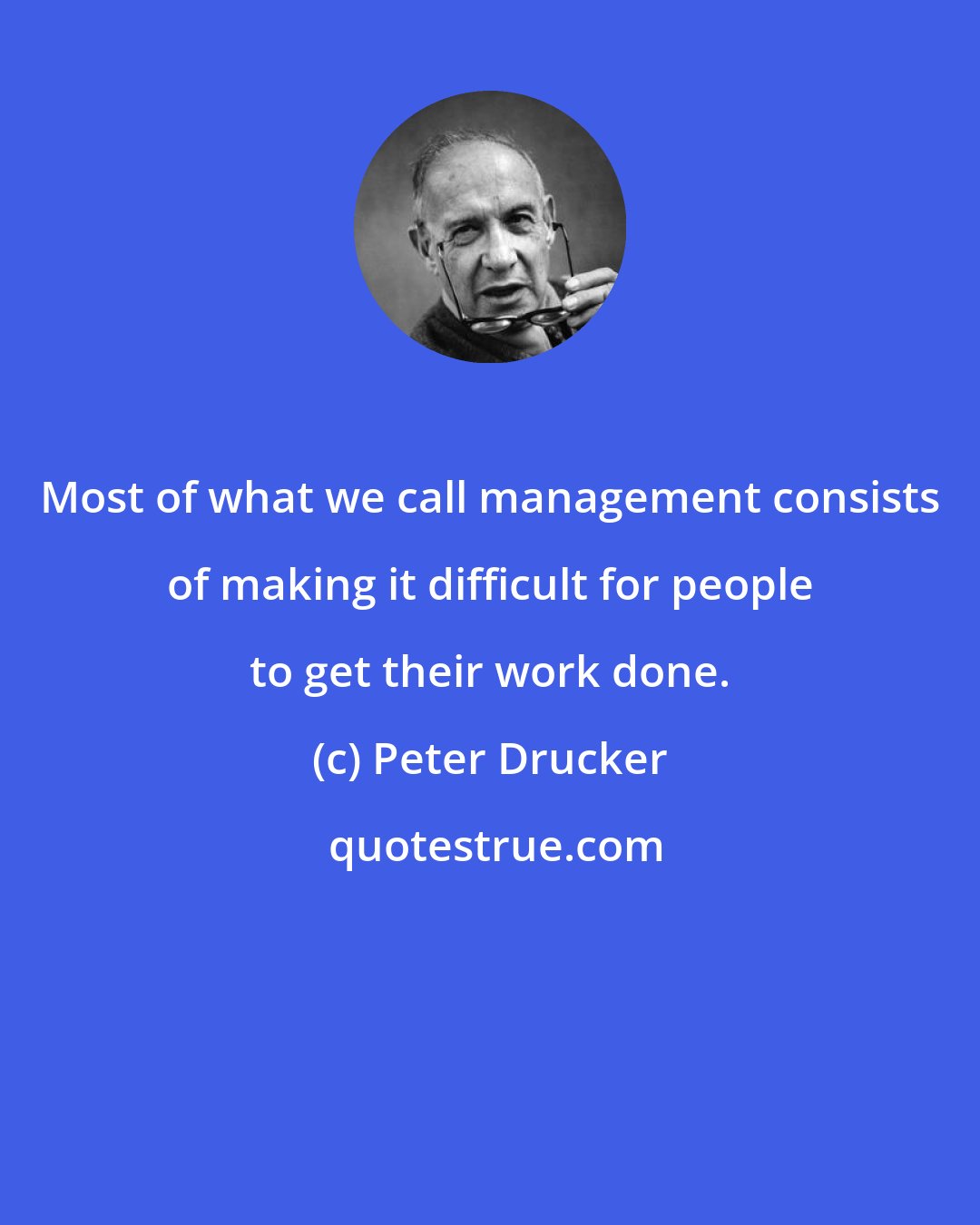 Peter Drucker: Most of what we call management consists of making it difficult for people to get their work done.