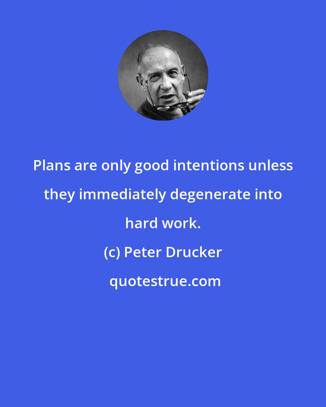 Peter Drucker: Plans are only good intentions unless they immediately degenerate into hard work.