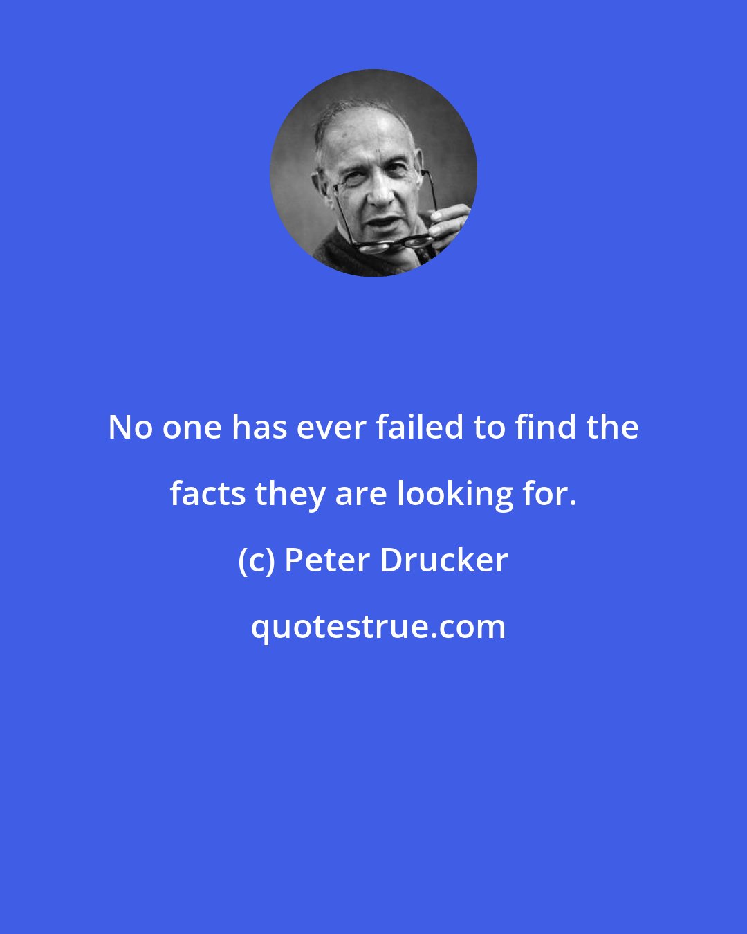 Peter Drucker: No one has ever failed to find the facts they are looking for.