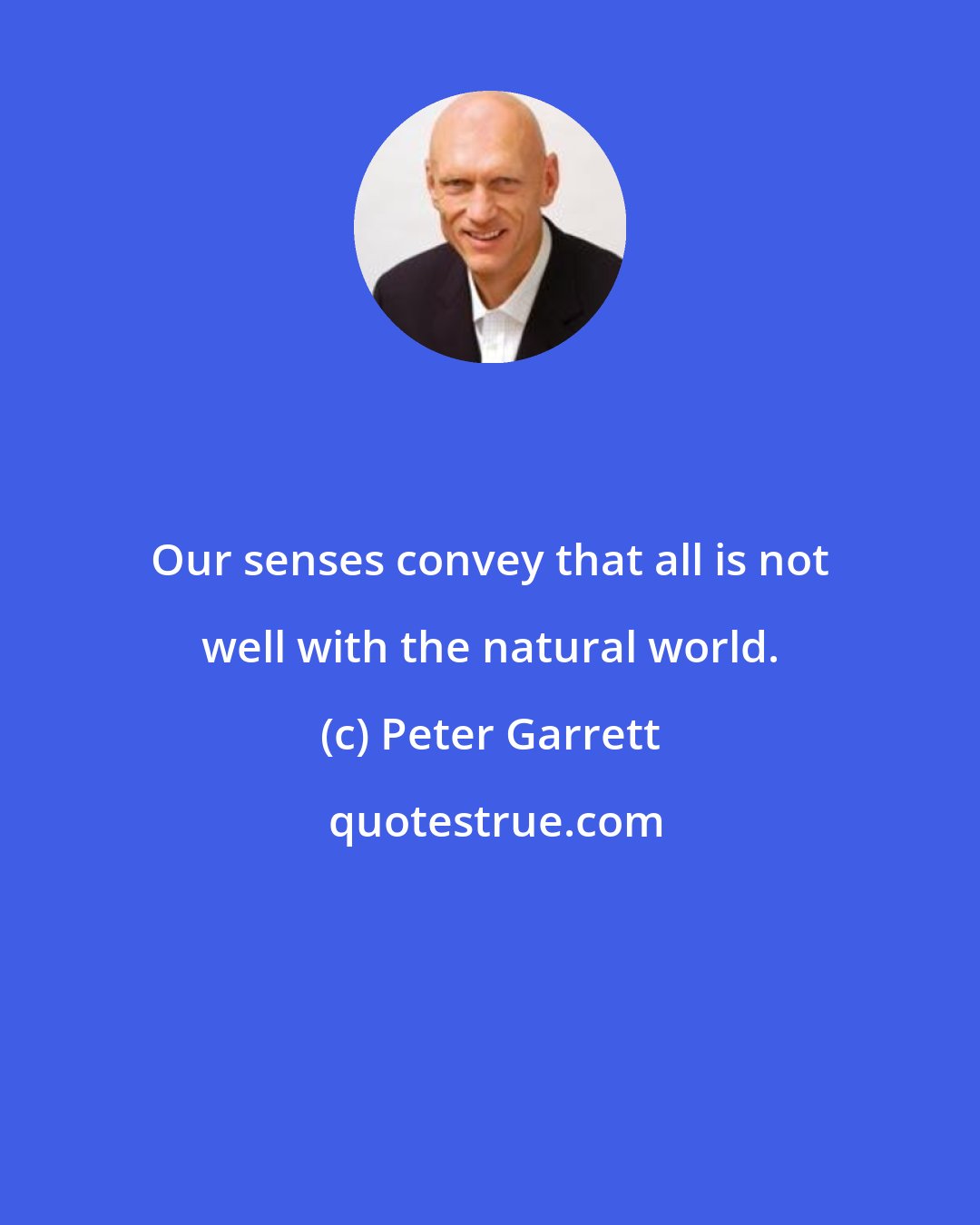 Peter Garrett: Our senses convey that all is not well with the natural world.