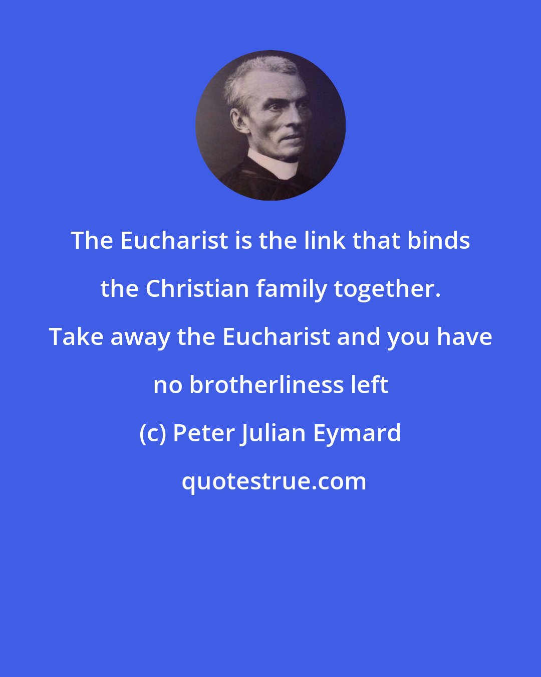 Peter Julian Eymard: The Eucharist is the link that binds the Christian family together. Take away the Eucharist and you have no brotherliness left