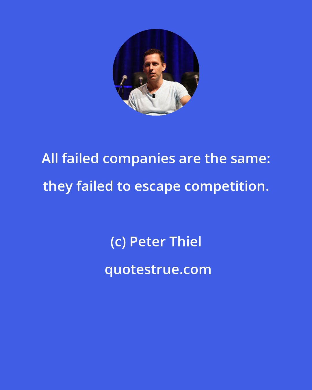 Peter Thiel: All failed companies are the same: they failed to escape competition.