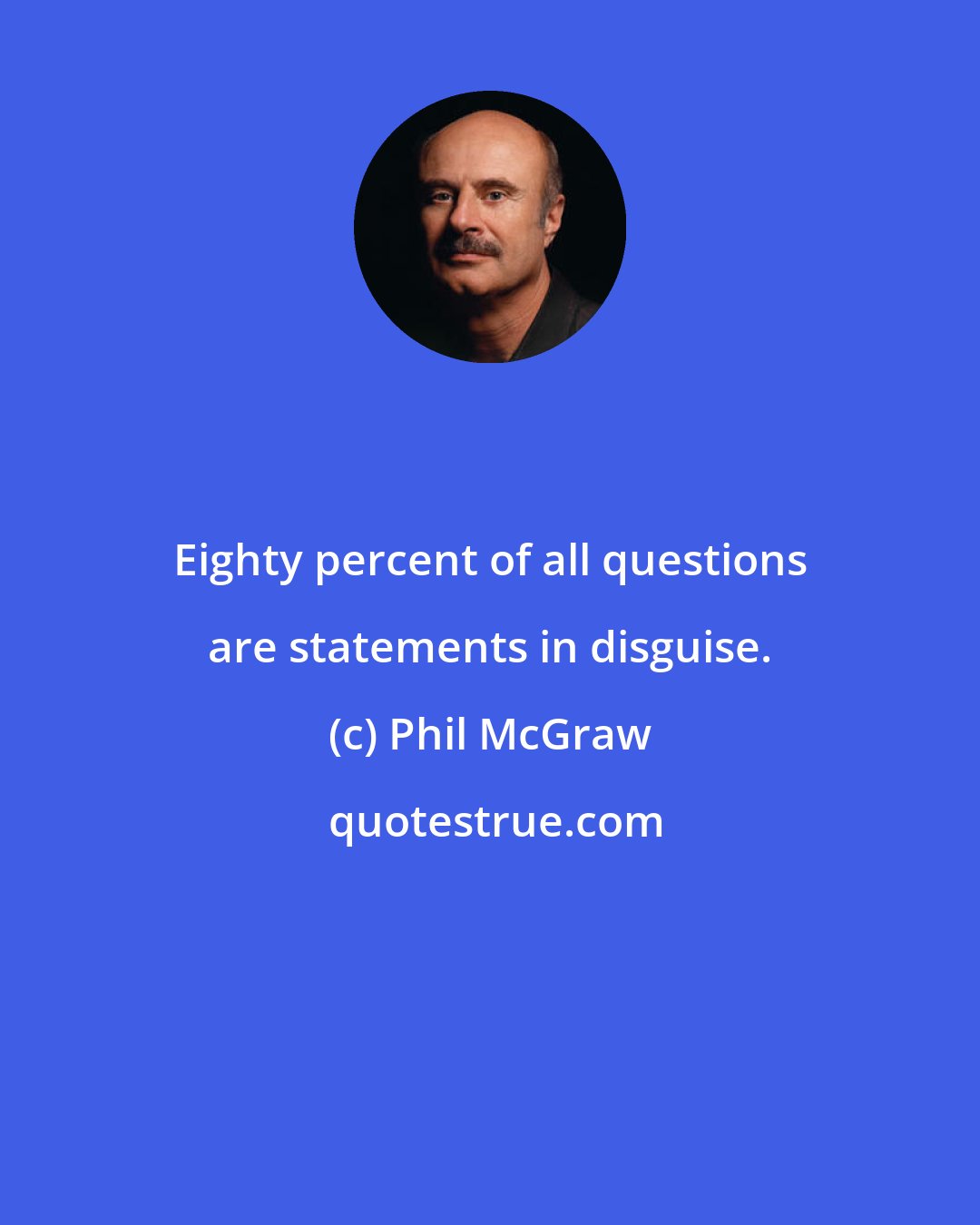 Phil McGraw: Eighty percent of all questions are statements in disguise.