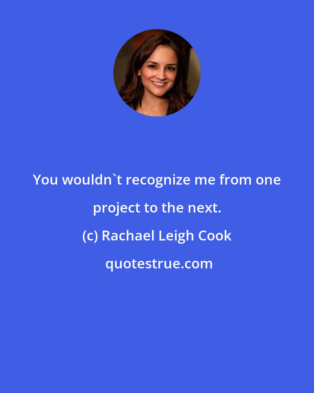 Rachael Leigh Cook: You wouldn't recognize me from one project to the next.