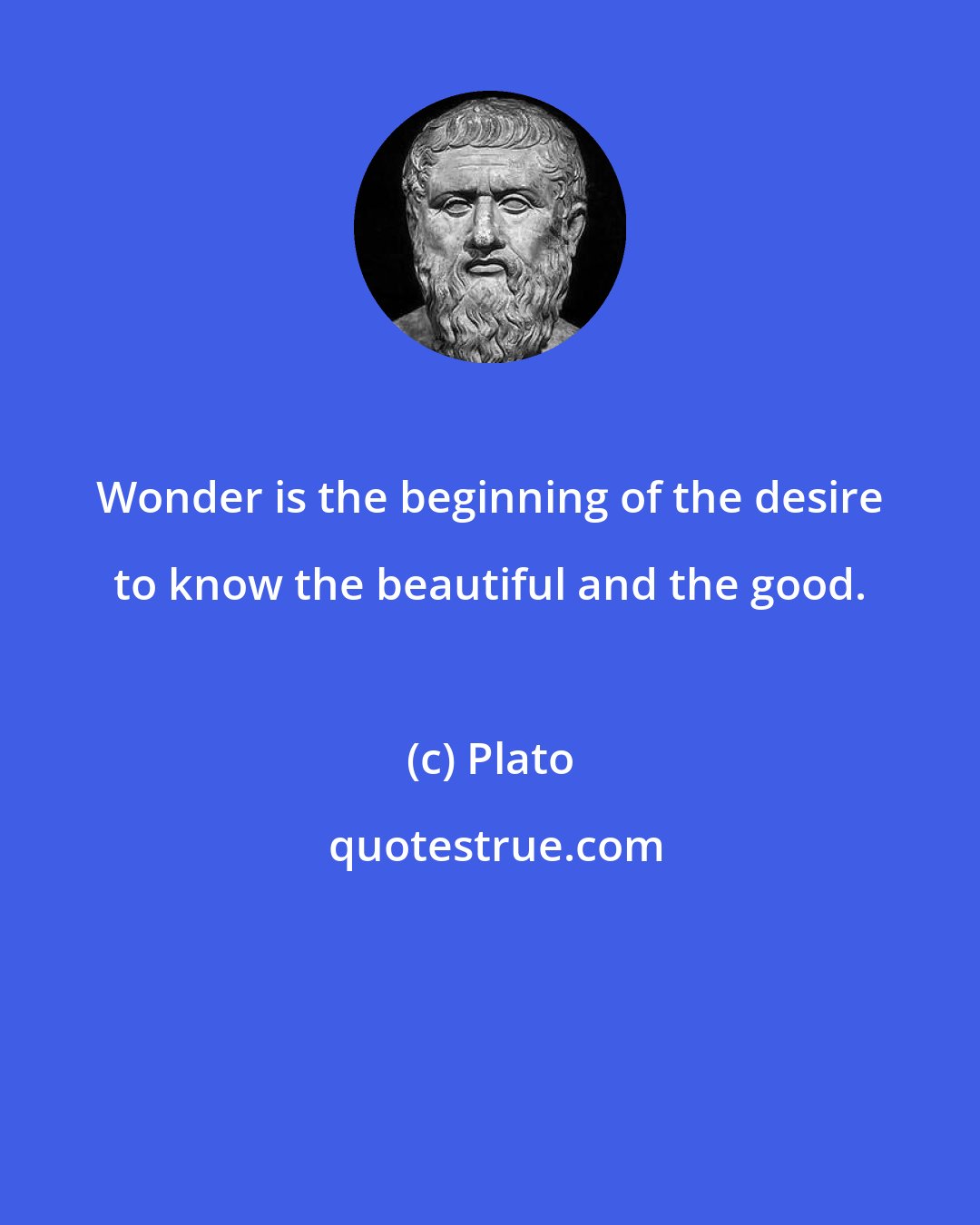 Plato: Wonder is the beginning of the desire to know the beautiful and the good.