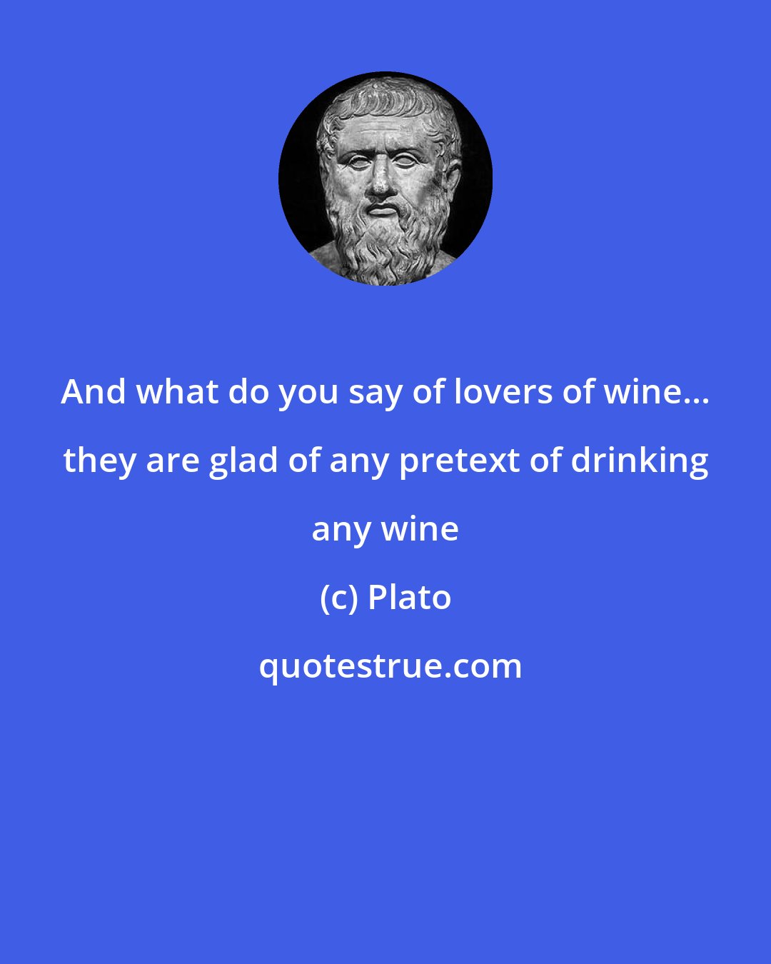 Plato: And what do you say of lovers of wine... they are glad of any pretext of drinking any wine