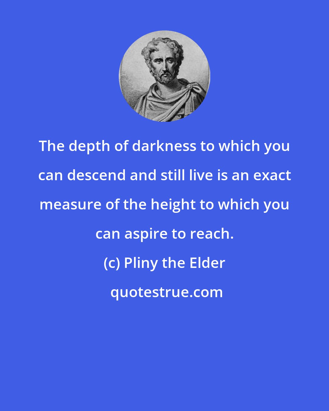 Pliny the Elder: The depth of darkness to which you can descend and still live is an exact measure of the height to which you can aspire to reach.