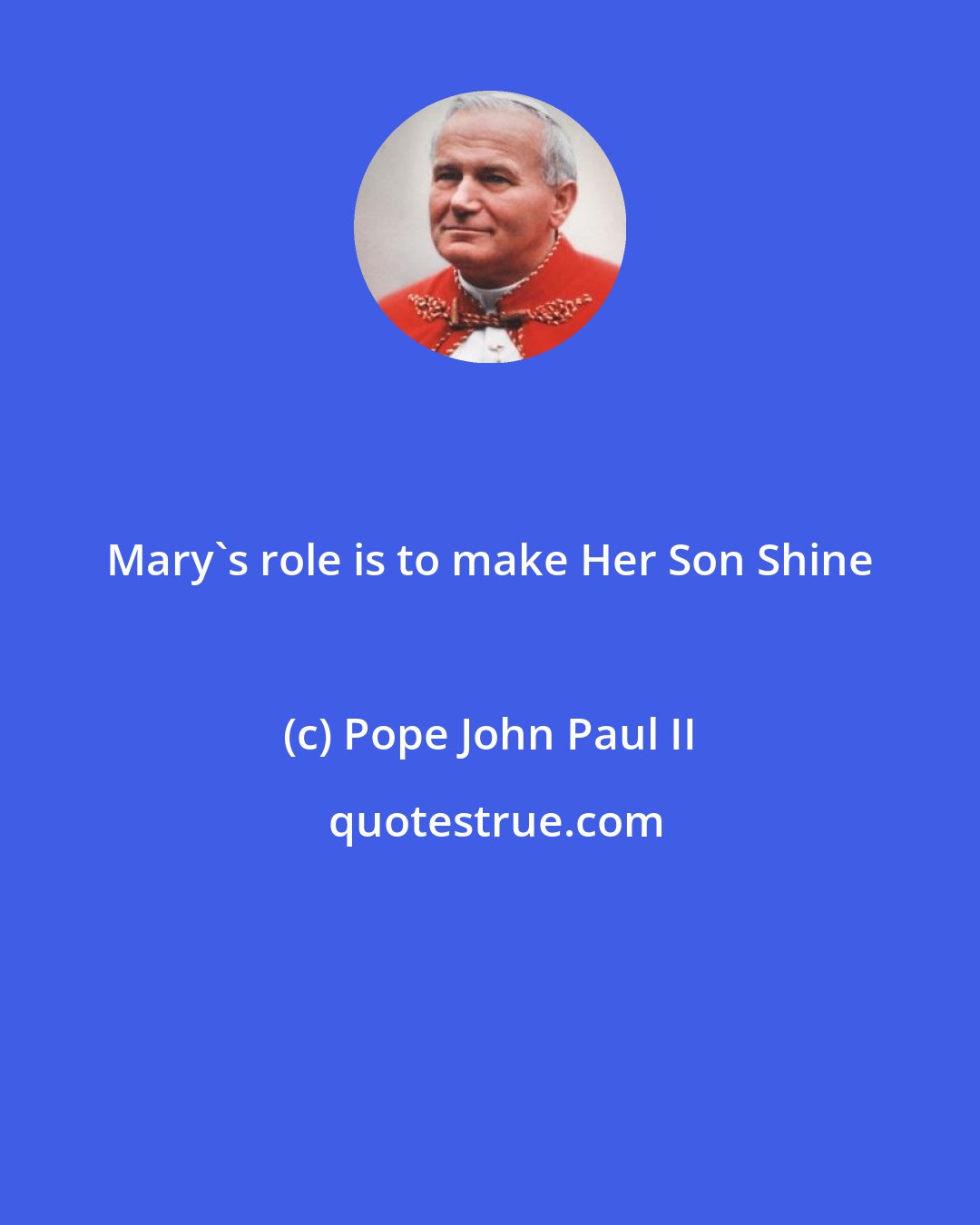 Pope John Paul II: Mary's role is to make Her Son Shine