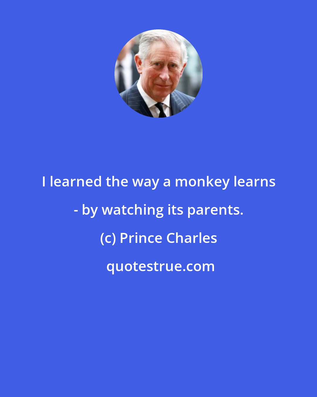 Prince Charles: I learned the way a monkey learns - by watching its parents.