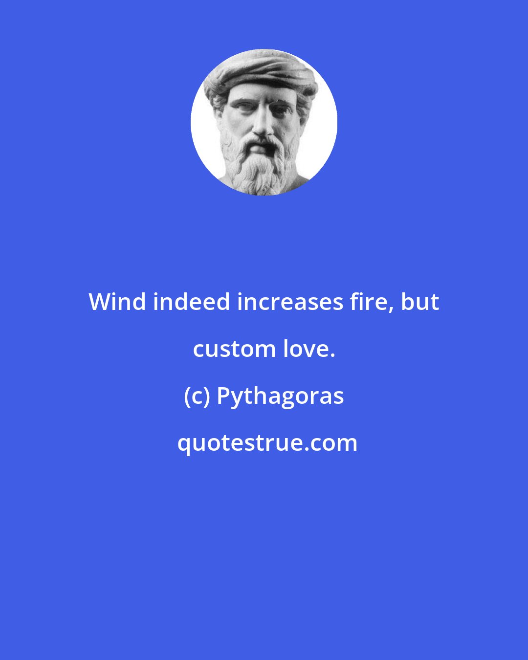 Pythagoras: Wind indeed increases fire, but custom love.