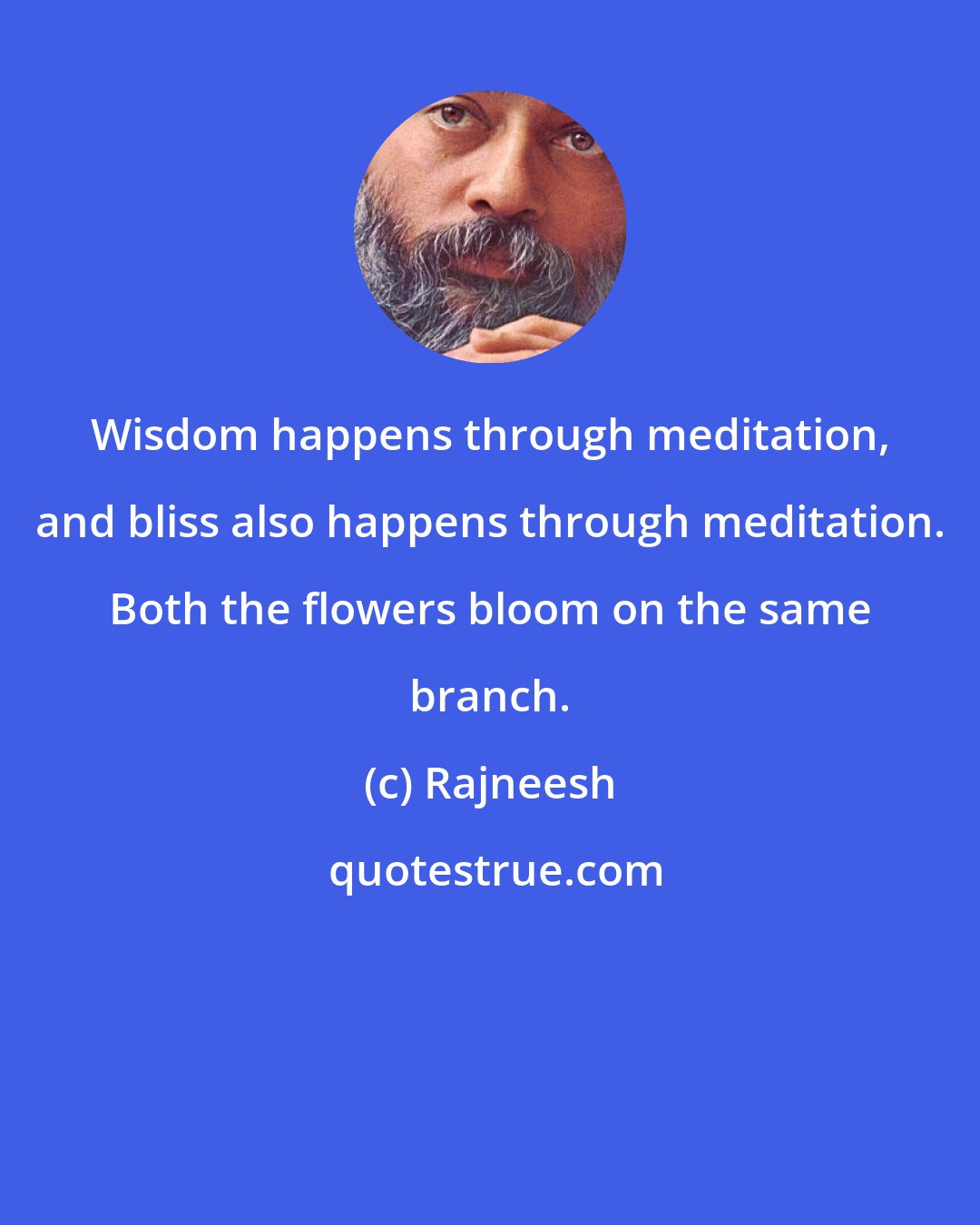 Rajneesh: Wisdom happens through meditation, and bliss also happens through meditation. Both the flowers bloom on the same branch.