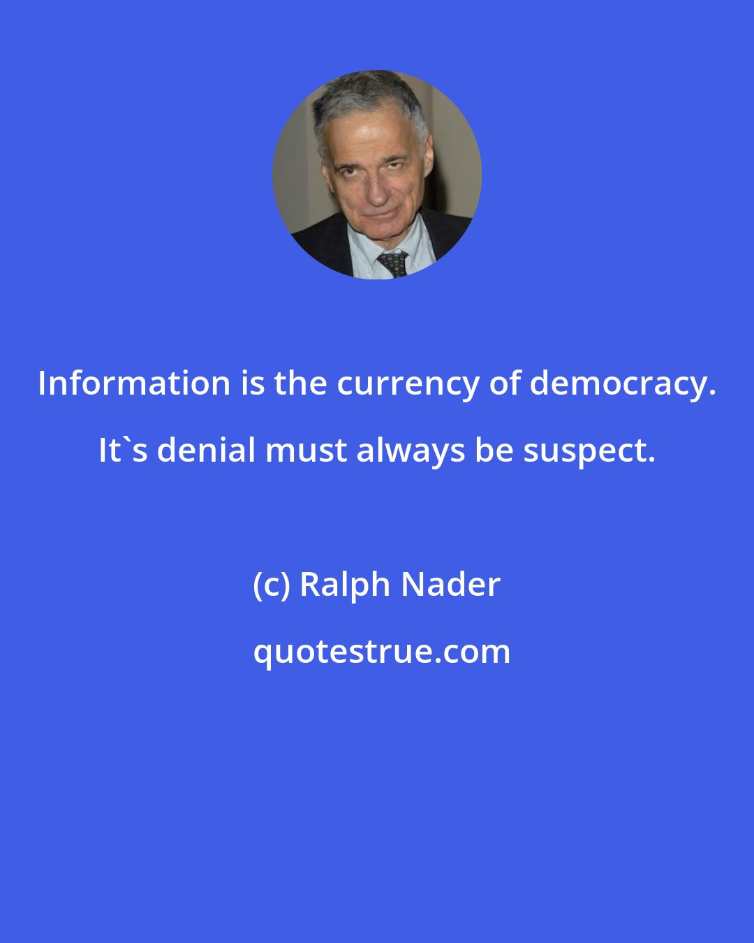 Ralph Nader: Information is the currency of democracy. It's denial must always be suspect.