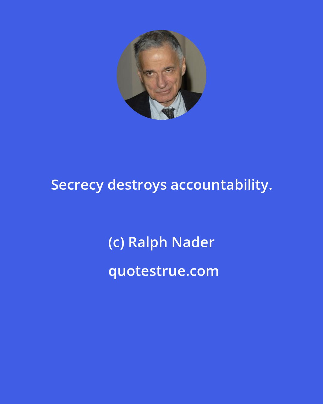 Ralph Nader: Secrecy destroys accountability.