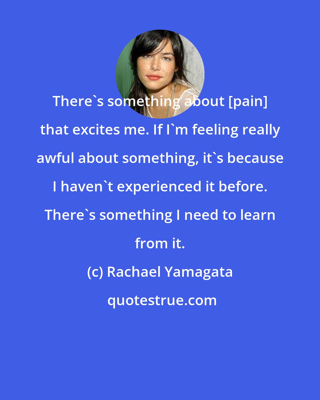 Rachael Yamagata: There's something about [pain] that excites me. If I'm feeling really awful about something, it's because I haven't experienced it before. There's something I need to learn from it.