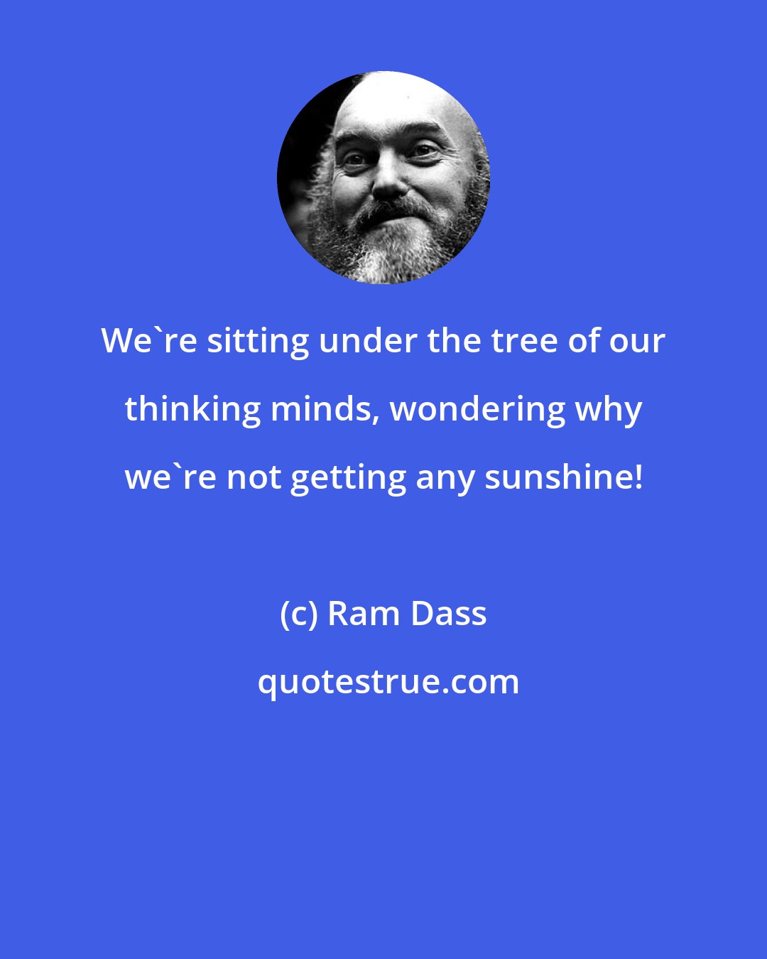 Ram Dass: We're sitting under the tree of our thinking minds, wondering why we're not getting any sunshine!