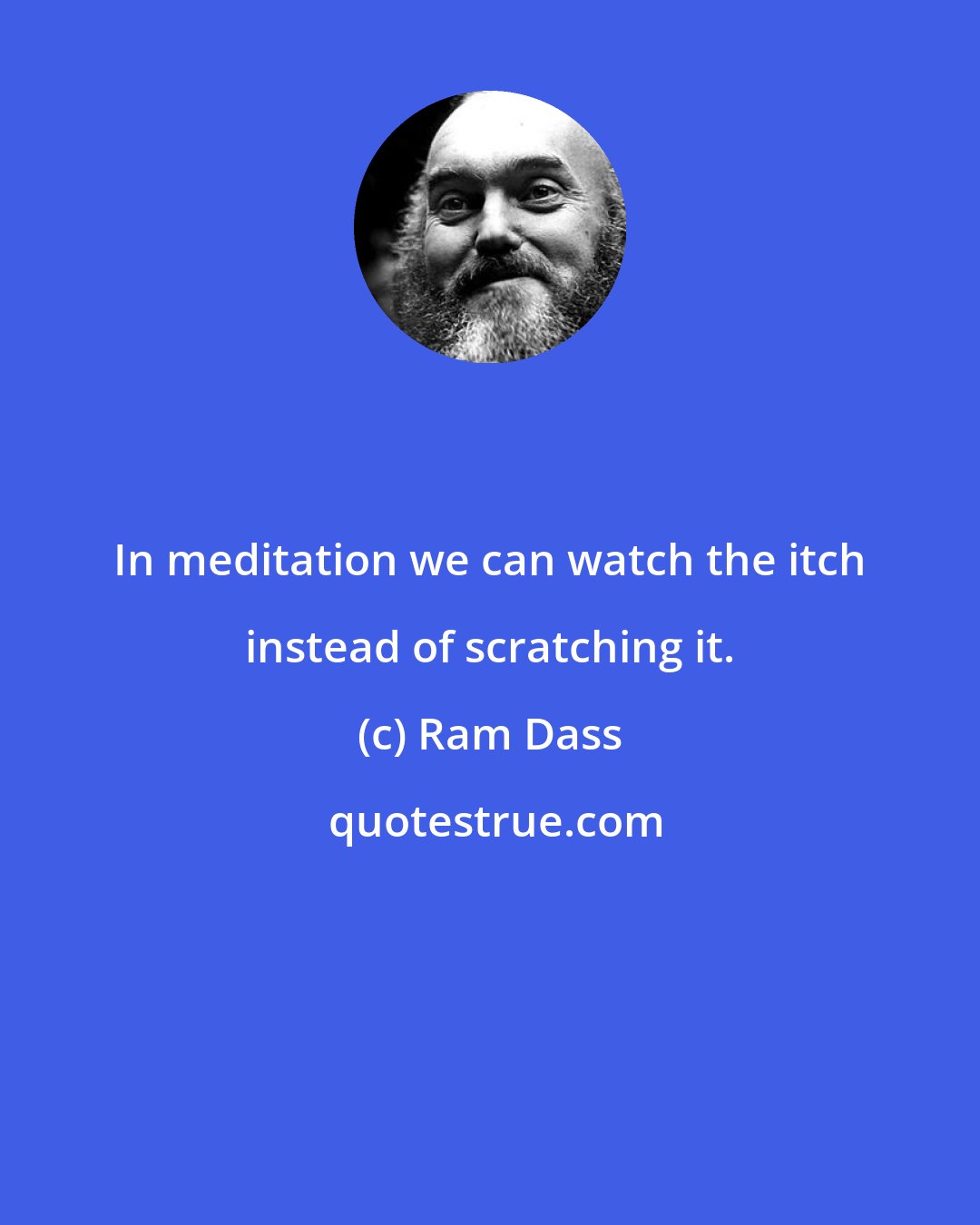 Ram Dass: In meditation we can watch the itch instead of scratching it.