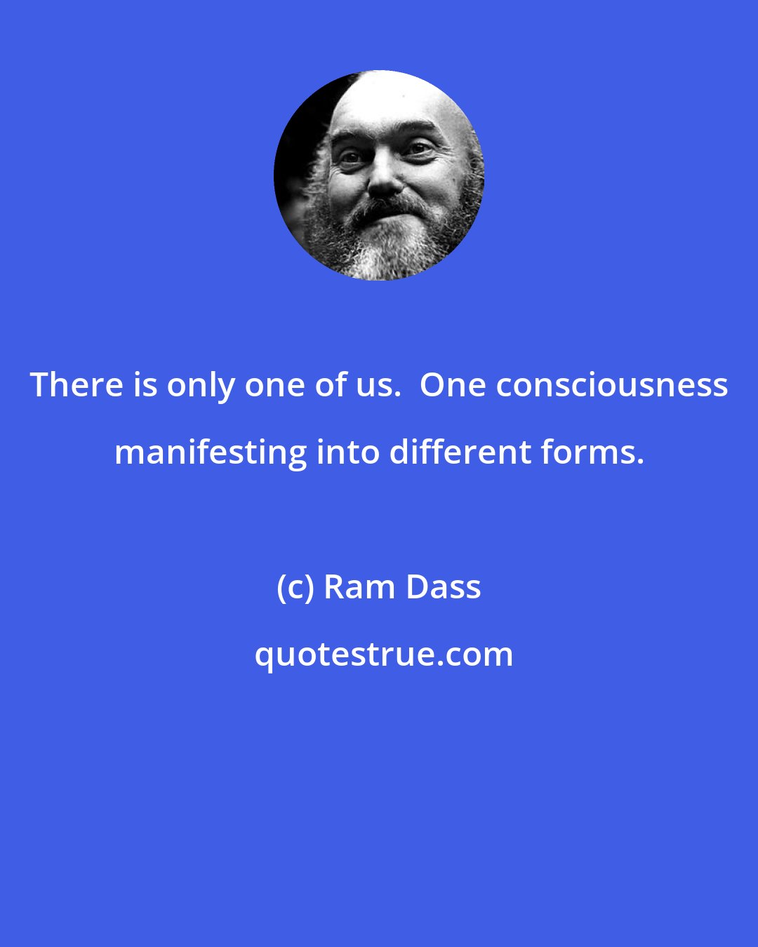 Ram Dass: There is only one of us.  One consciousness manifesting into different forms.