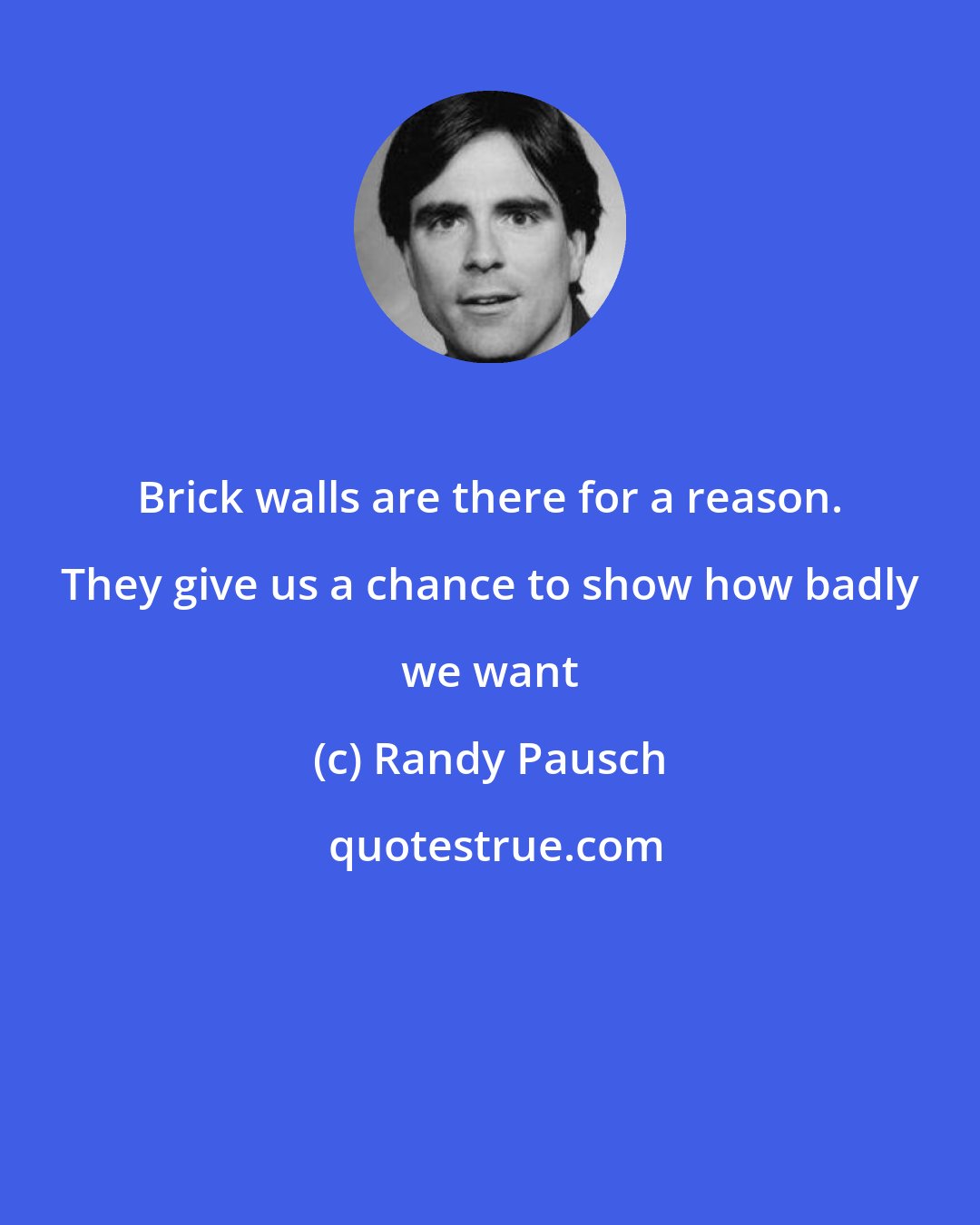Randy Pausch: Brick walls are there for a reason. They give us a chance to show how badly we want