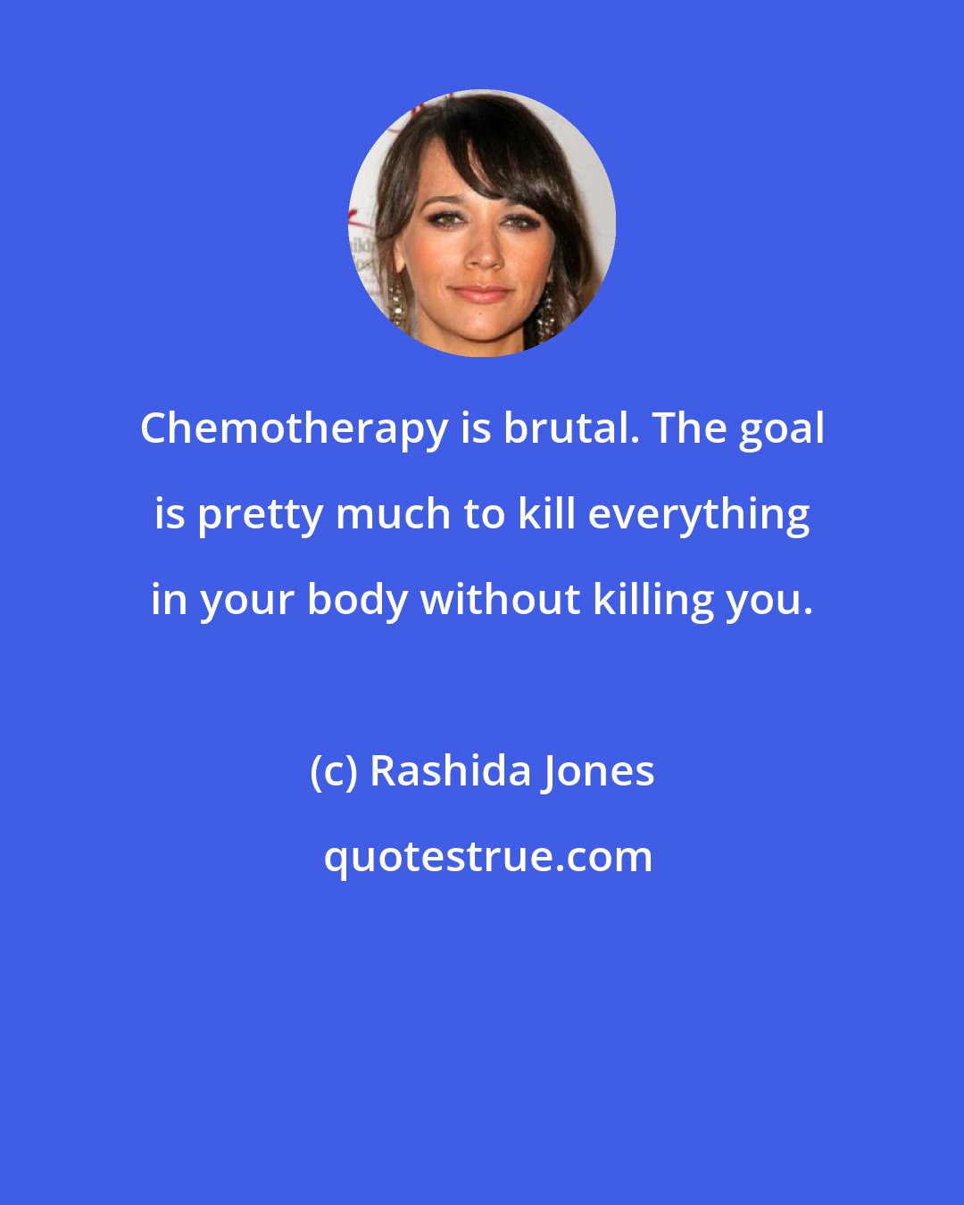 Rashida Jones: Chemotherapy is brutal. The goal is pretty much to kill everything in your body without killing you.