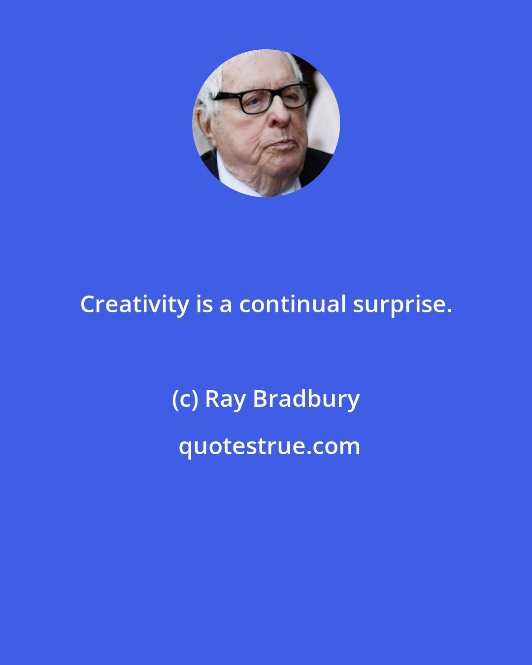 Ray Bradbury: Creativity is a continual surprise.