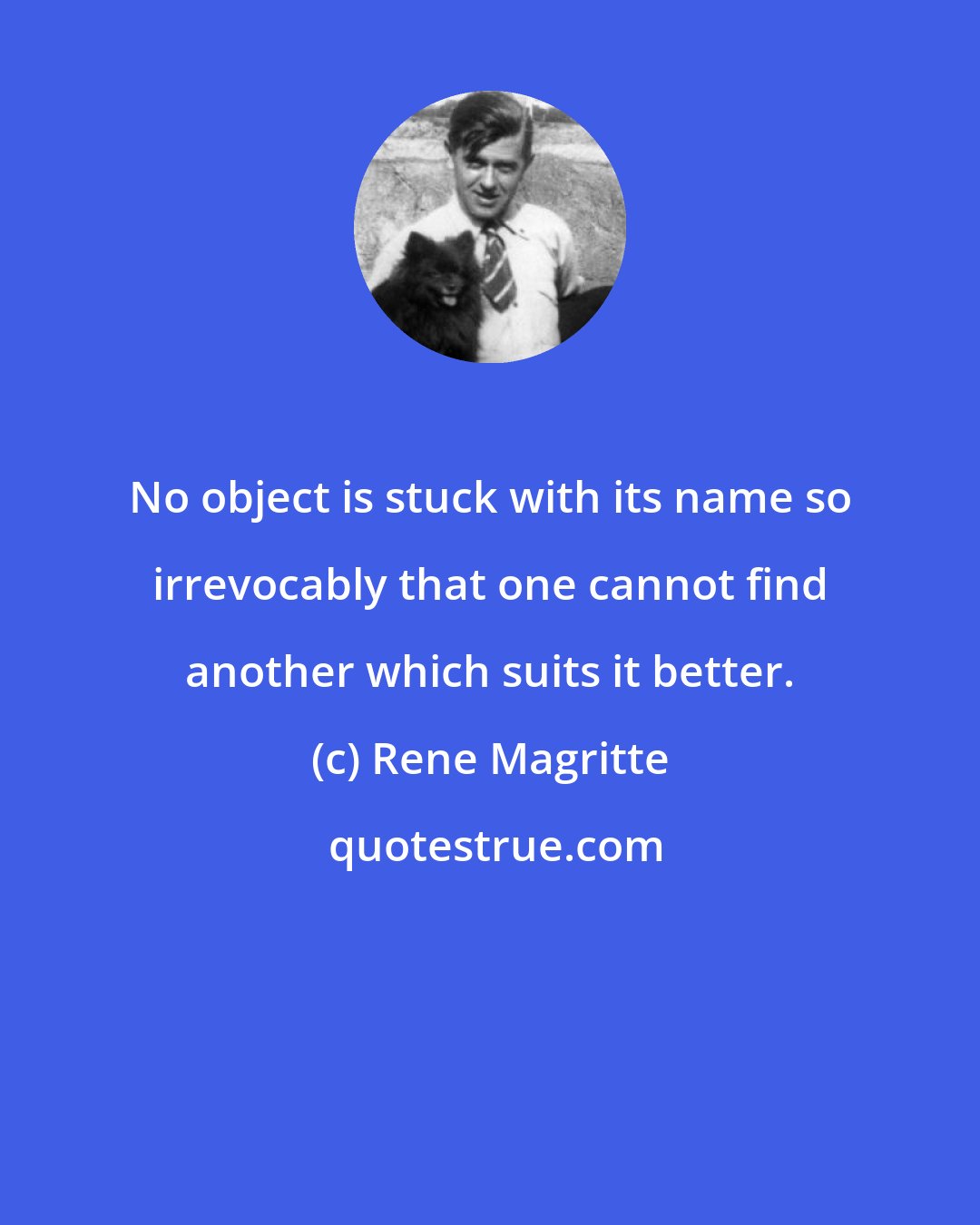 Rene Magritte: No object is stuck with its name so irrevocably that one cannot find another which suits it better.