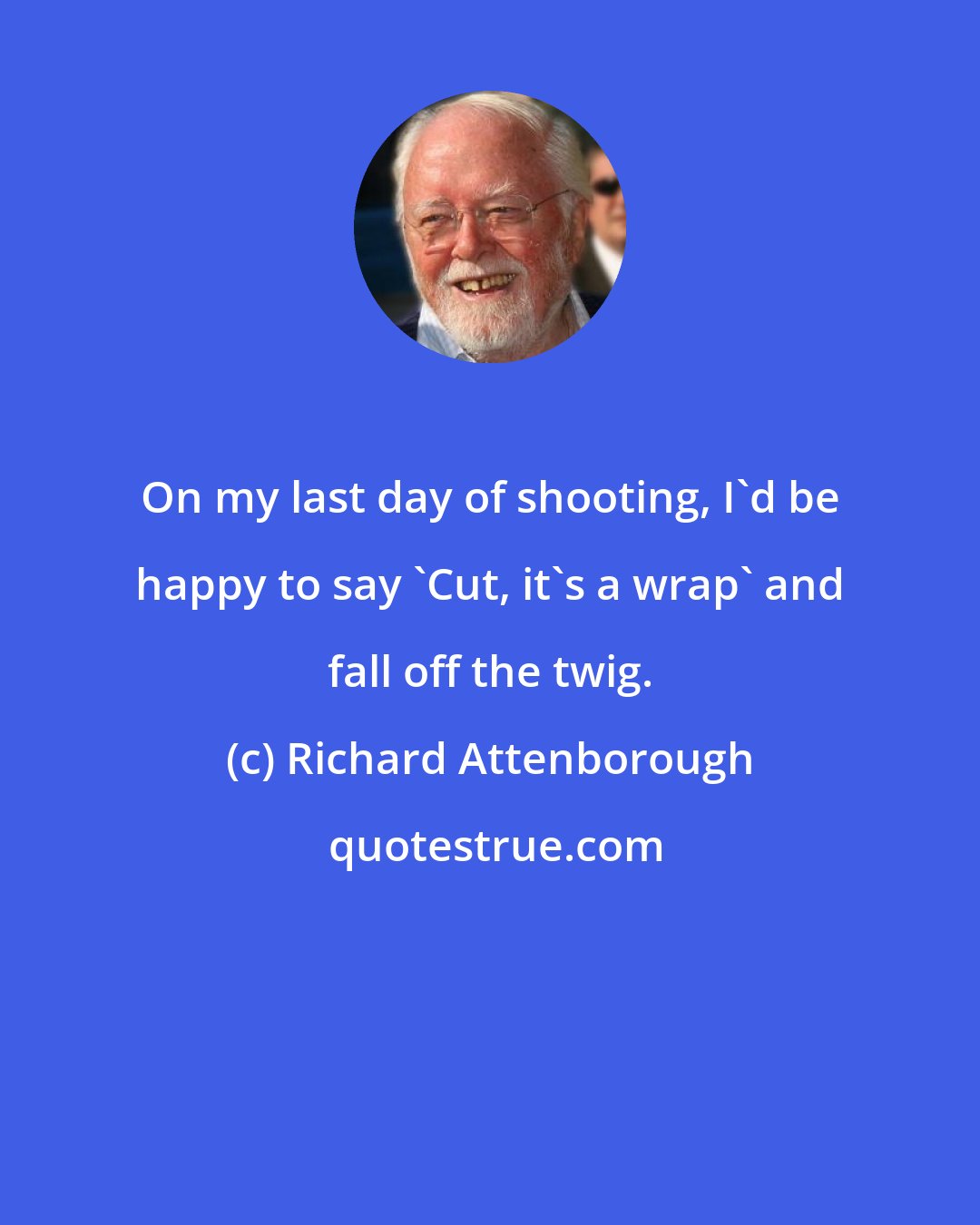 Richard Attenborough: On my last day of shooting, I'd be happy to say 'Cut, it's a wrap' and fall off the twig.