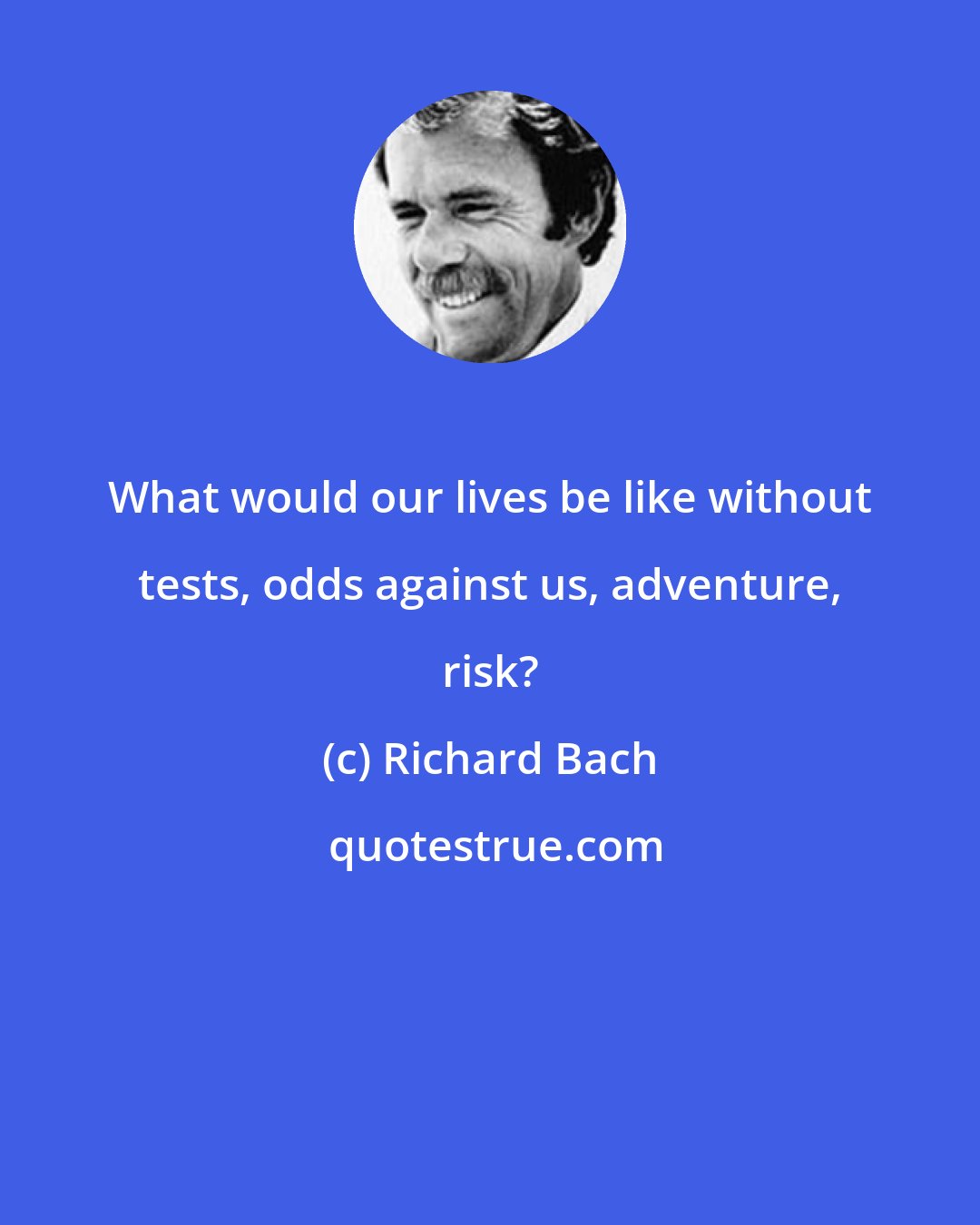 Richard Bach: What would our lives be like without tests, odds against us, adventure, risk?