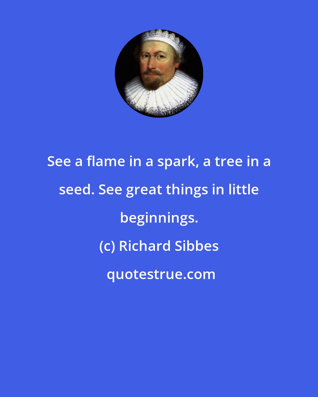 Richard Sibbes: See a flame in a spark, a tree in a seed. See great things in little beginnings.