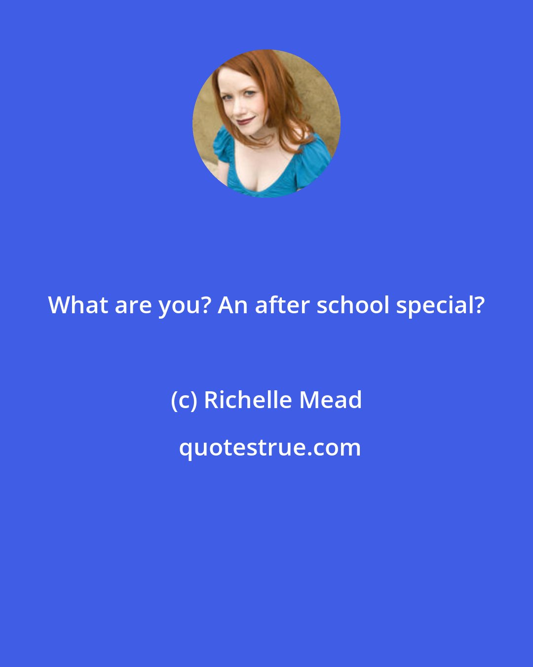 Richelle Mead: What are you? An after school special?