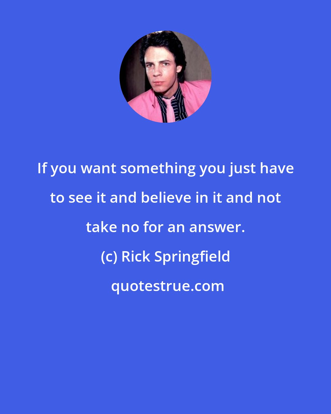 Rick Springfield: If you want something you just have to see it and believe in it and not take no for an answer.