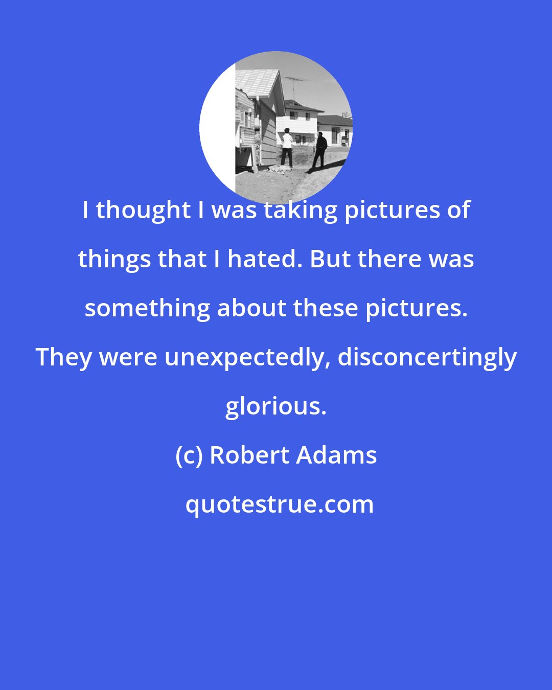 Robert Adams: I thought I was taking pictures of things that I hated. But there was something about these pictures. They were unexpectedly, disconcertingly glorious.