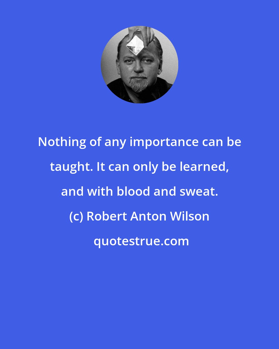 Robert Anton Wilson: Nothing of any importance can be taught. It can only be learned, and with blood and sweat.