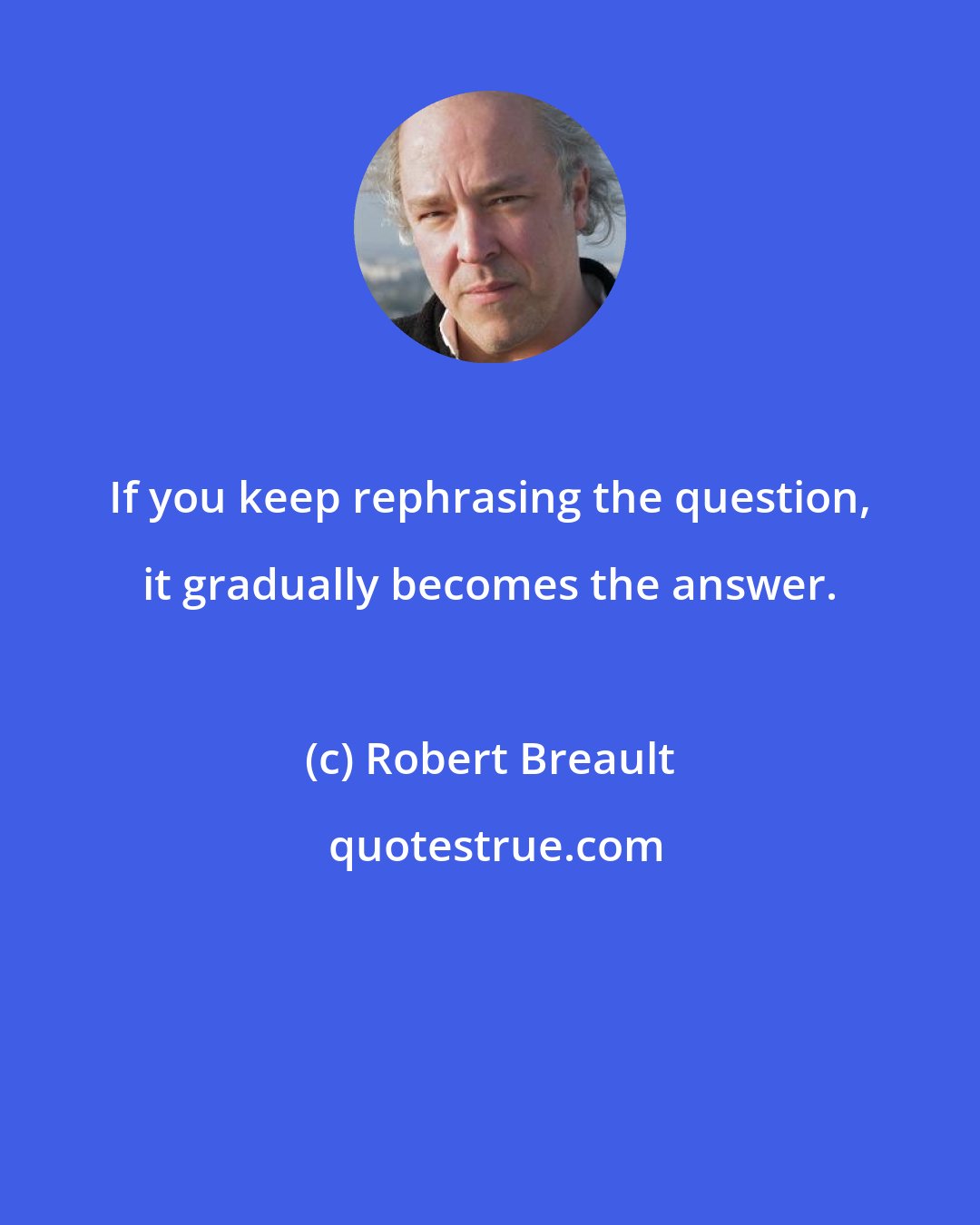 Robert Breault: If you keep rephrasing the question, it gradually becomes the answer.