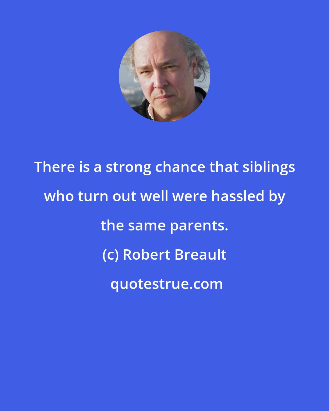 Robert Breault: There is a strong chance that siblings who turn out well were hassled by the same parents.