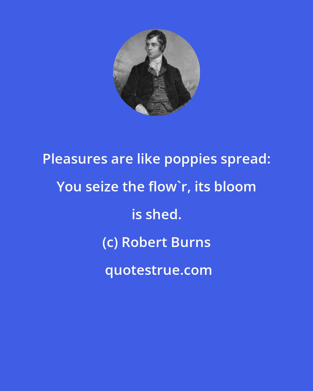 Robert Burns: Pleasures are like poppies spread: You seize the flow'r, its bloom is shed.