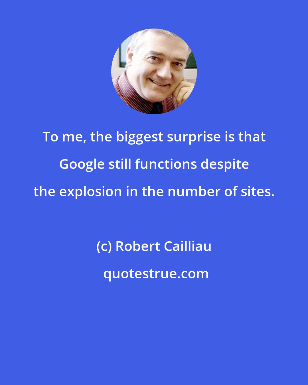 Robert Cailliau: To me, the biggest surprise is that Google still functions despite the explosion in the number of sites.