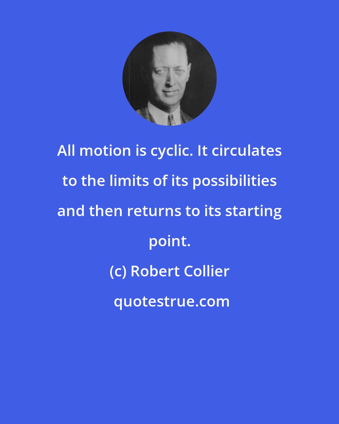 Robert Collier: All motion is cyclic. It circulates to the limits of its possibilities and then returns to its starting point.