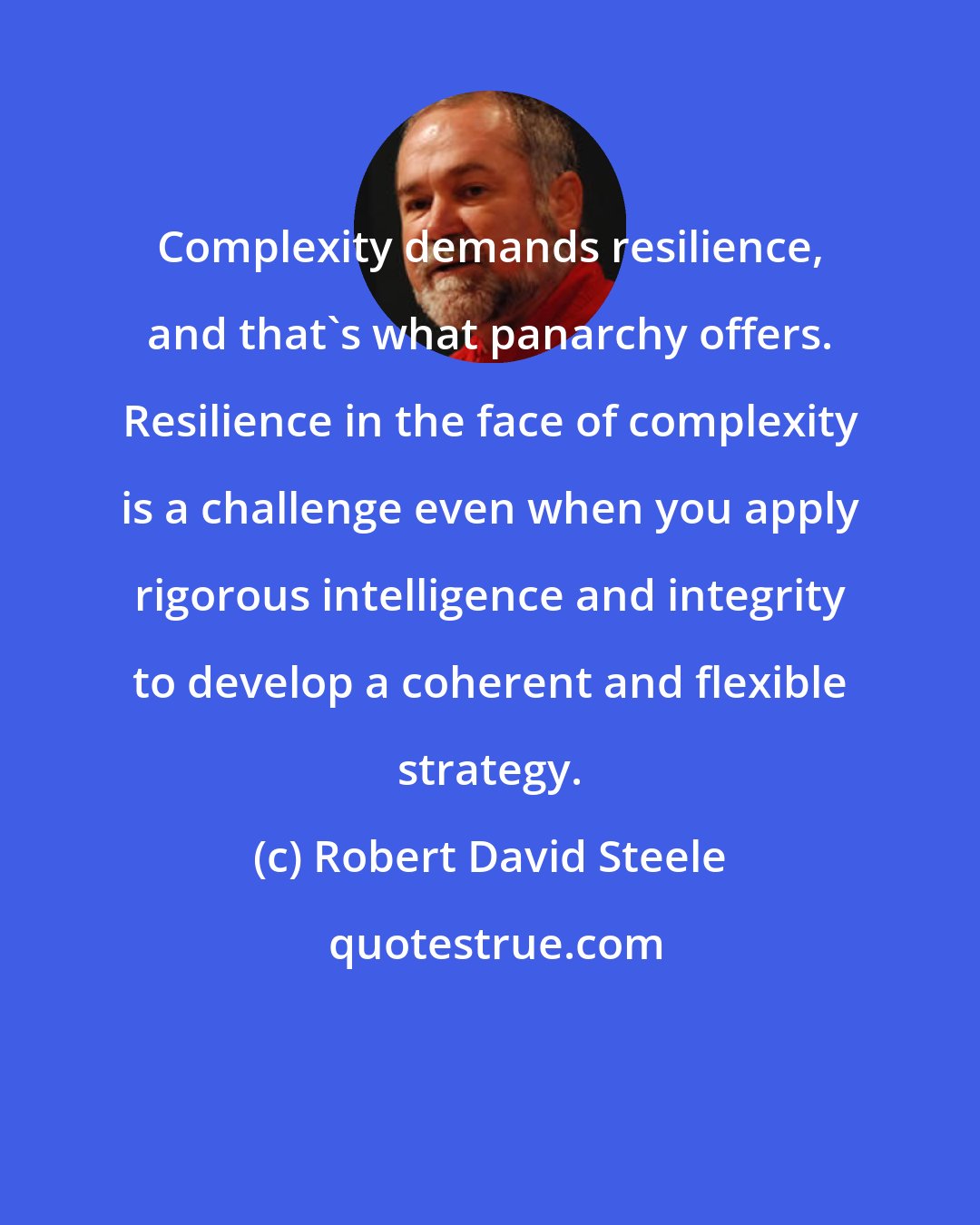 Robert David Steele: Complexity demands resilience, and that's what panarchy offers. Resilience in the face of complexity is a challenge even when you apply rigorous intelligence and integrity to develop a coherent and flexible strategy.